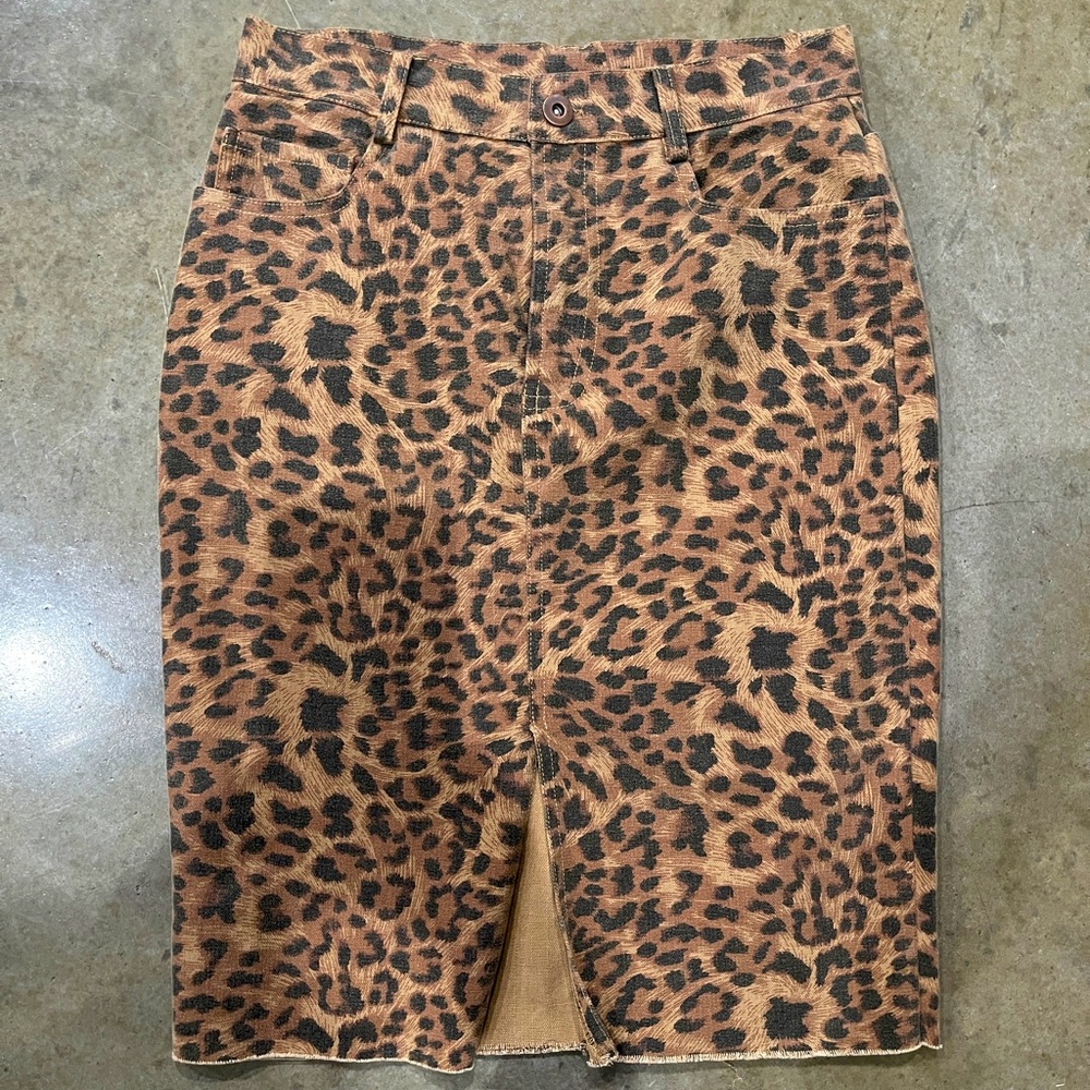Leopard Denim Skirt